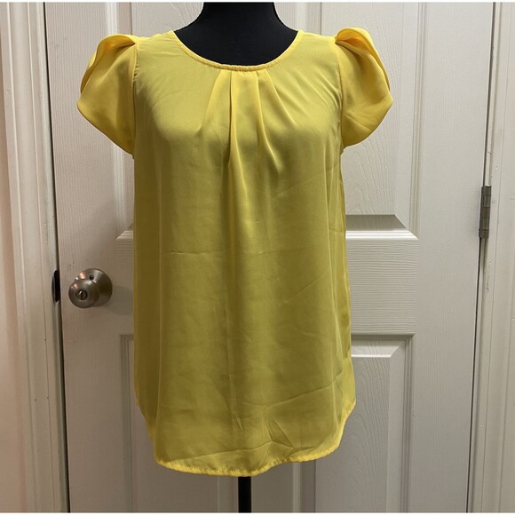Papermoon Bastille Tulip Sleeve Blouse Yellow Women's Small Spring Summer Easter - Picture 1 of 9